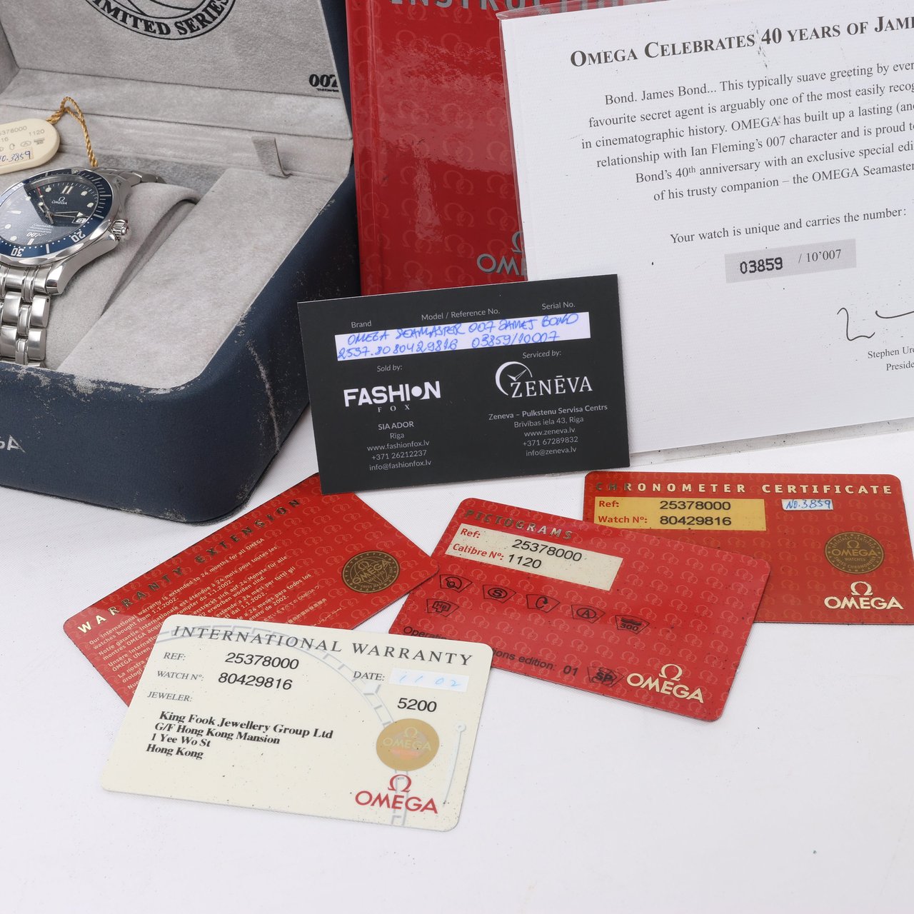 Omega Seamaster 007 James Bond model 2537.80 80429816 03859/10007 SS AT Blue-Face Watch Blauw