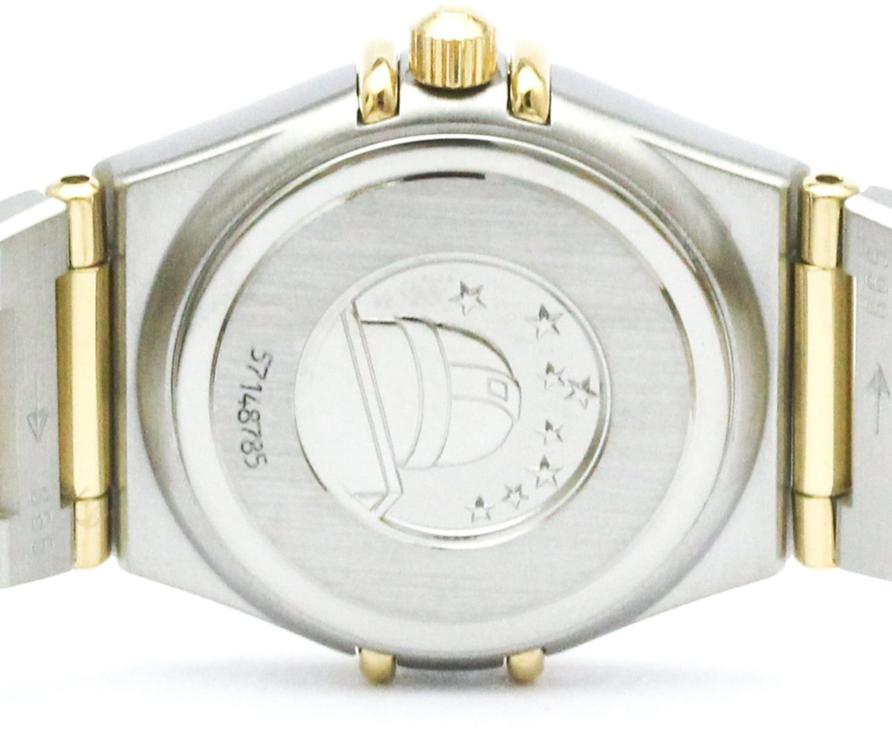 Omega Constellation Quartz Watch Stainless Steel and Yellow Gold with Diamond Bezel and Mother of Pearl 23 Divers