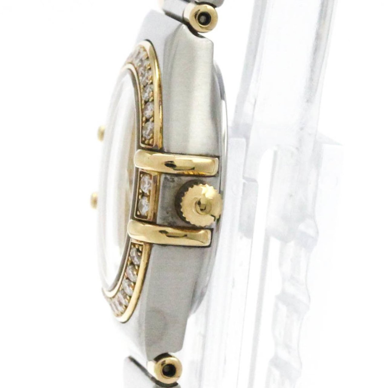 Omega Constellation Quartz Watch Stainless Steel and Yellow Gold with Diamond Bezel and Markers and Mother of Pearl 22 Divers