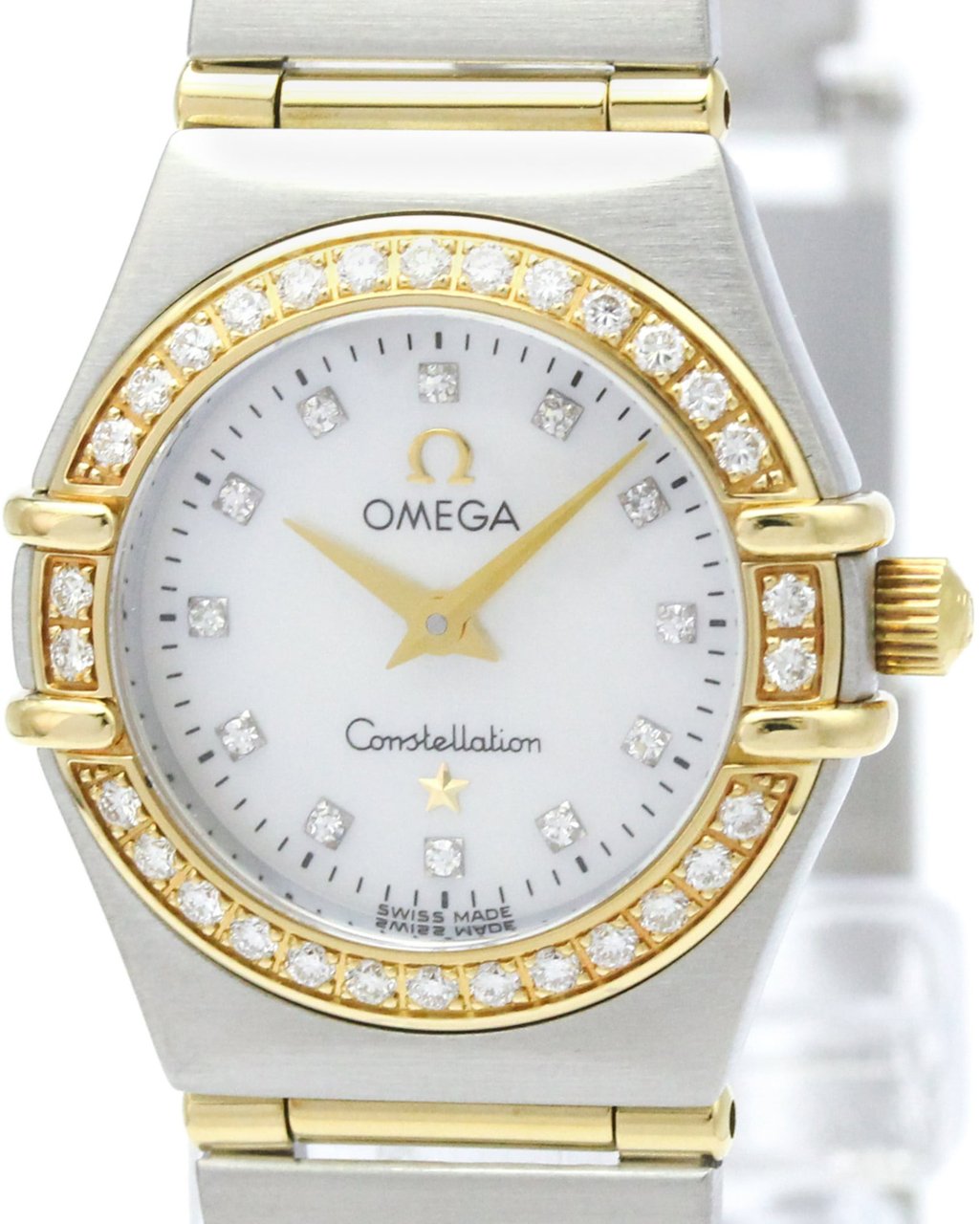 Omega Constellation Quartz Stainless Steel and Yellow Gold with Diamond Bezel and Markers and Mother of Pearl 22 Divers