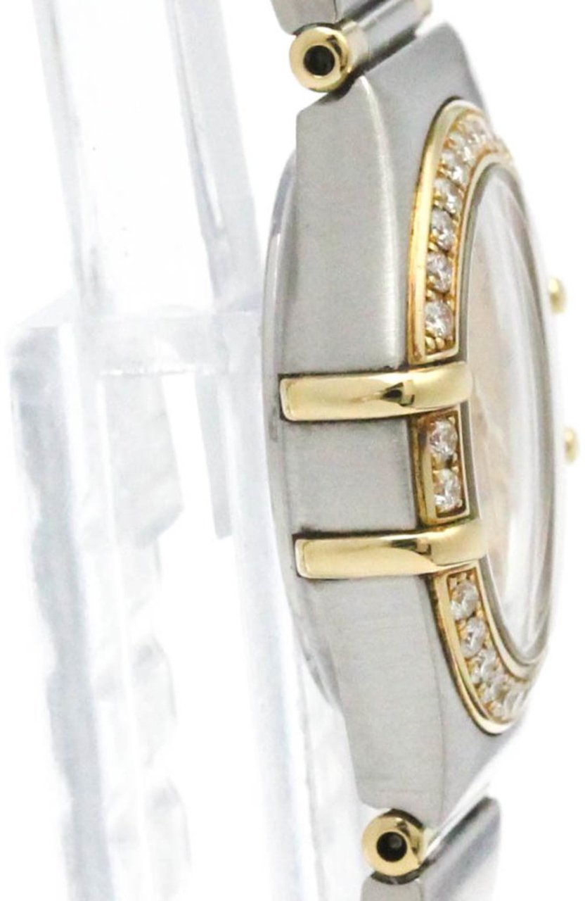 Omega Constellation Quartz Watch Stainless Steel and Yellow Gold with Diamond Bezel and Markers and Mother of Pearl 22 Divers
