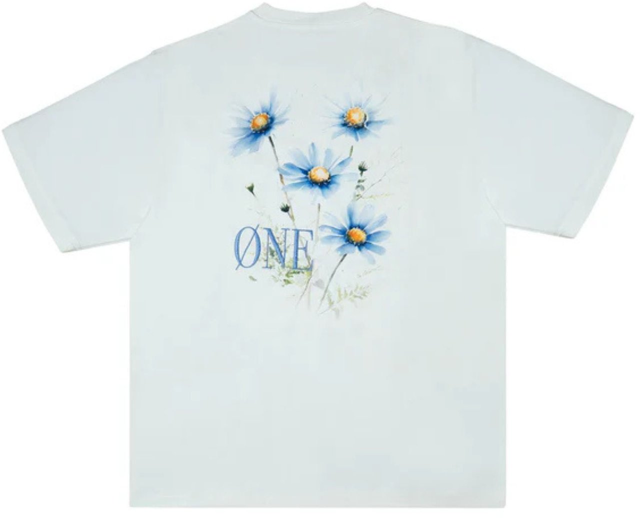 Øne First Movers One First Movers Blue Berry Flower T-shirts Off White Blue Berry Flower Tee Wit