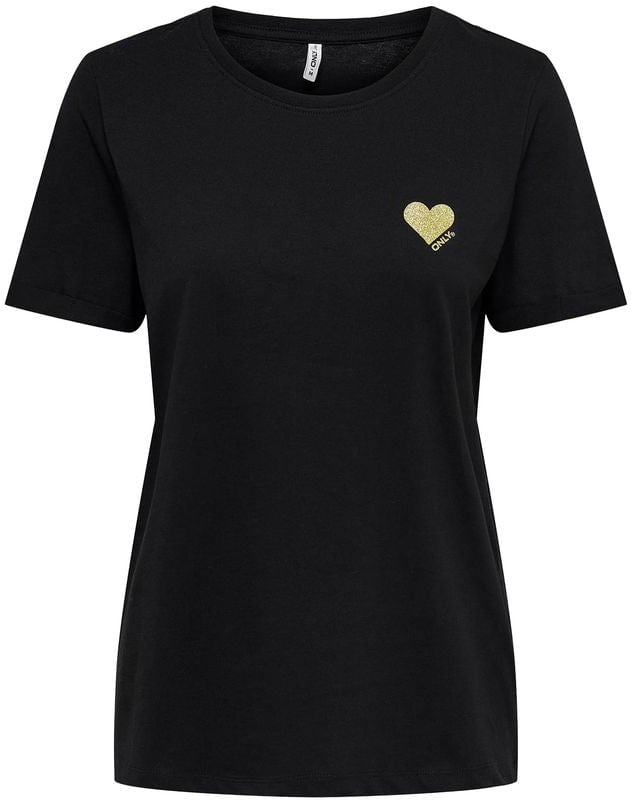 Only Black Cotton T-Shirt Zwart