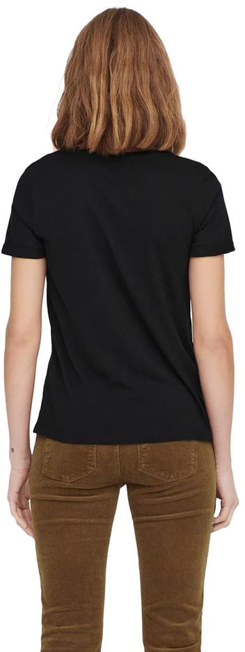 Only Black Cotton T-Shirt Zwart