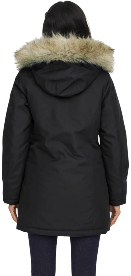 Only Black Polyester Parka Zwart