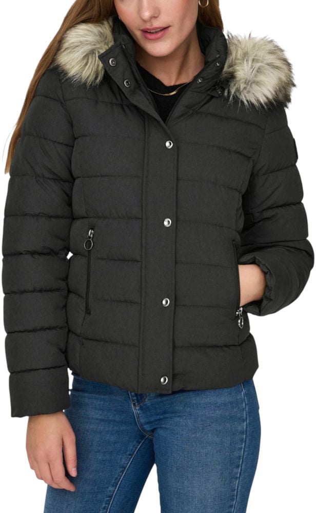 Only Gray Marabou Coat Grijs