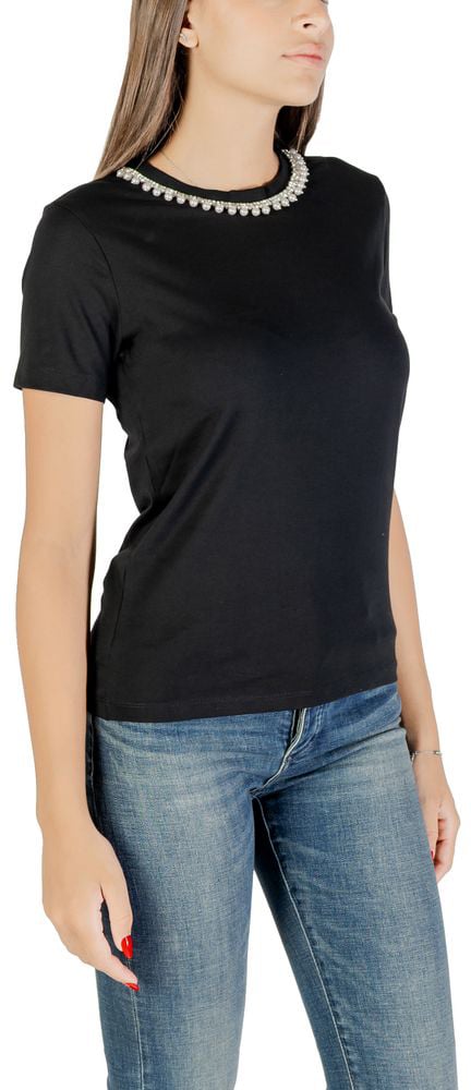 Only Black Cotton T-Shirt Zwart