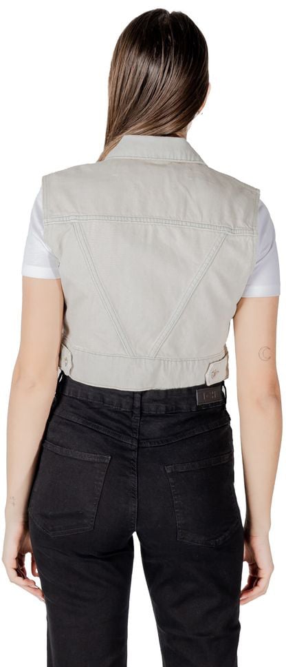 Only Light Blue Cotton Sleeveless Jacket Blauw