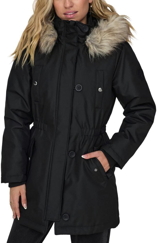 Only Black Polyester Parka Zwart