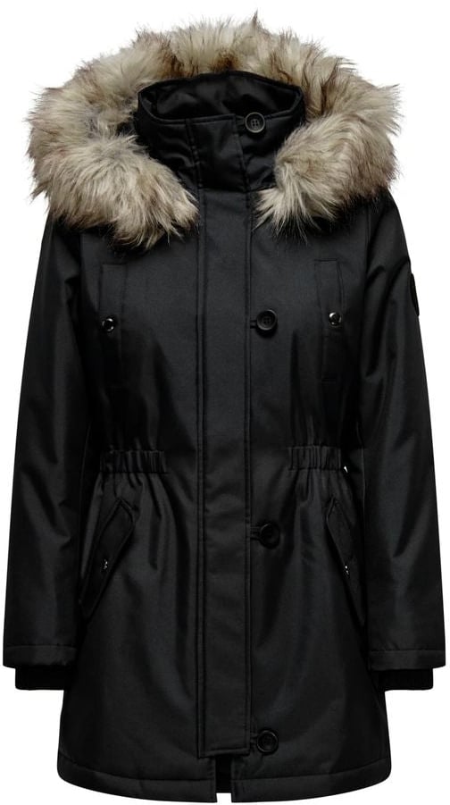 Only Black Polyester Parka Zwart