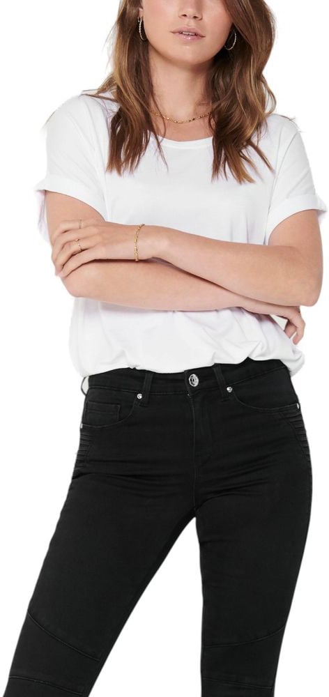 Only White Polyester T-Shirt Wit