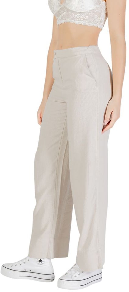 Only Beige Viscose Casual Pants Beige