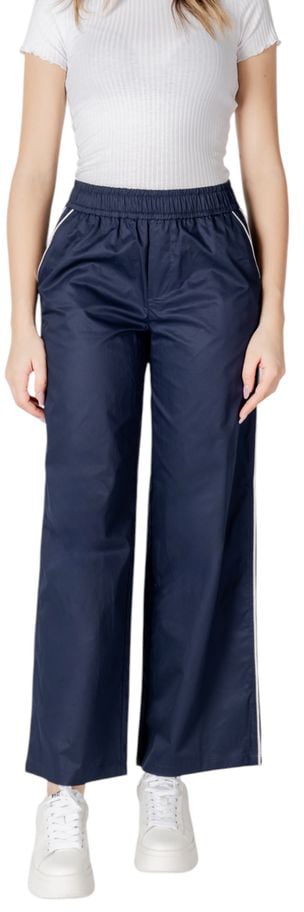 Only Blue Cotton Casual Pants Blauw