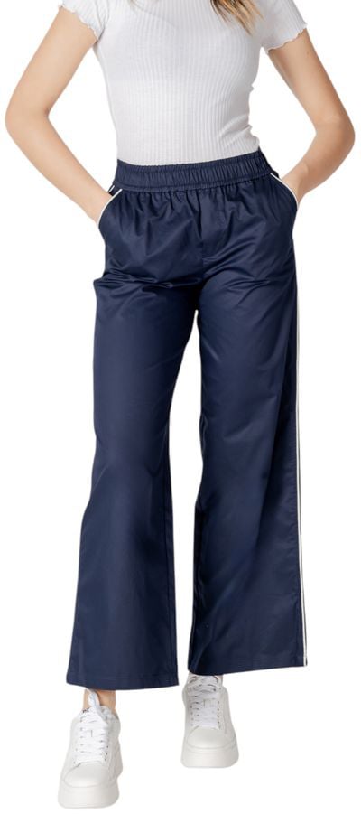 Only Blue Cotton Casual Pants Blauw