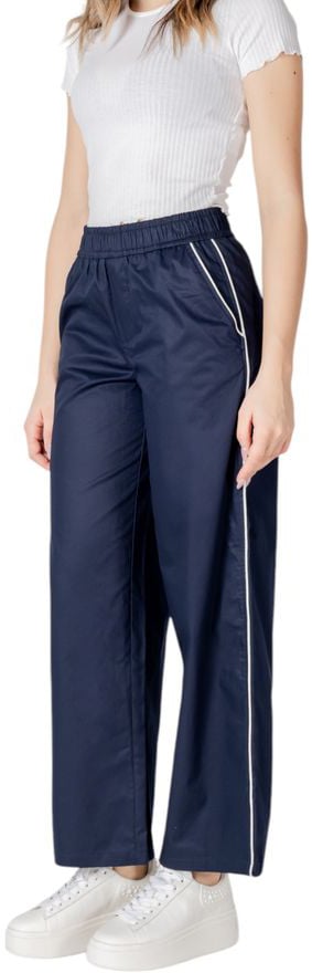 Only Blue Cotton Casual Pants Blauw