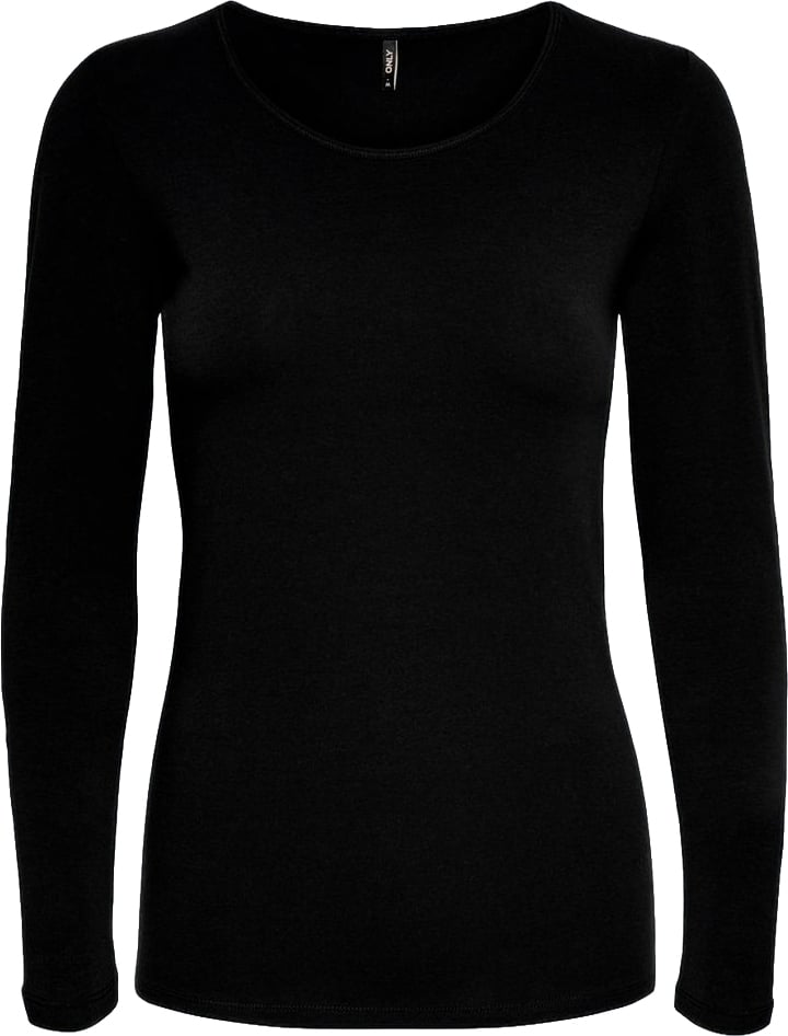 Only Black Cotton Long Sleeve T-Shirt Zwart