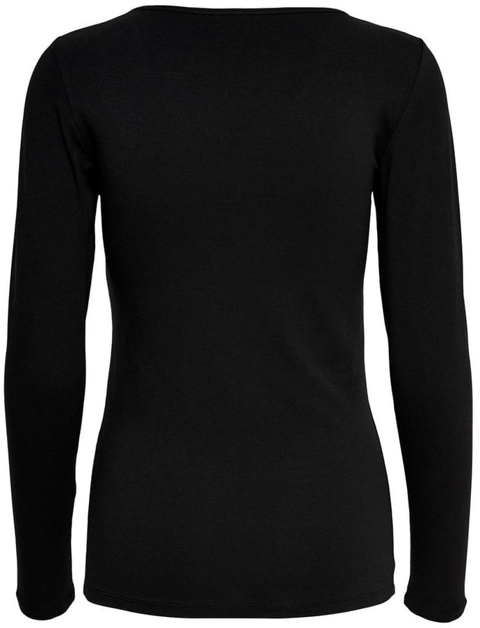 Only Black Cotton Long Sleeve T-Shirt Zwart