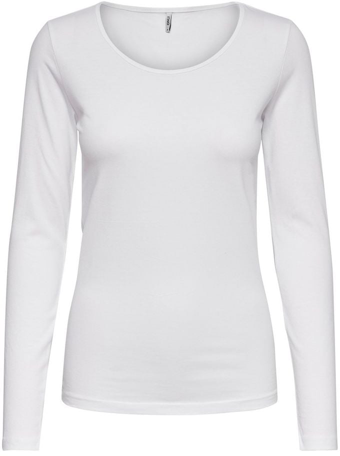 Only Only White Cotton Long Sleeve T-Shirt Wit