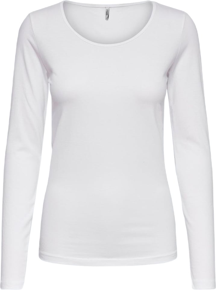 Only White Cotton Long Sleeve T-Shirt Wit