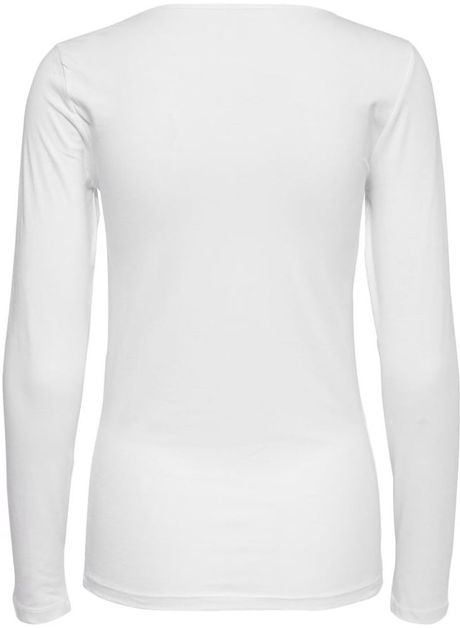 Only White Cotton Long Sleeve T-Shirt Wit