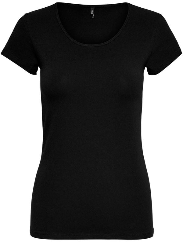 Only Black Cotton T-Shirt Zwart