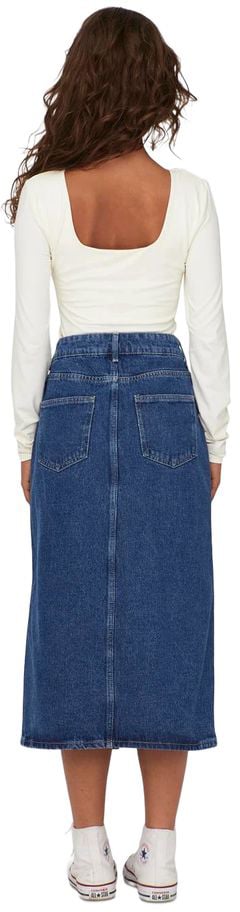 Only Blue Cotton Long Skirt Blauw