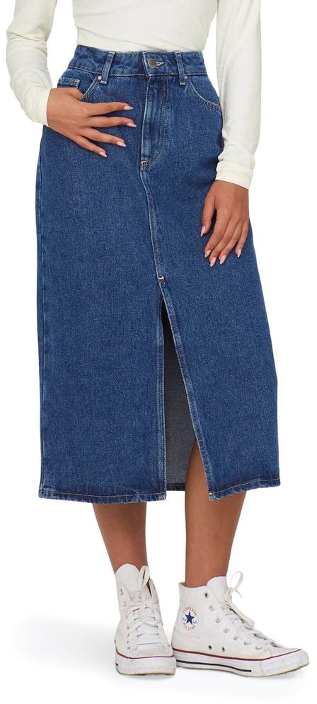 Only Blue Cotton Long Skirt Blauw