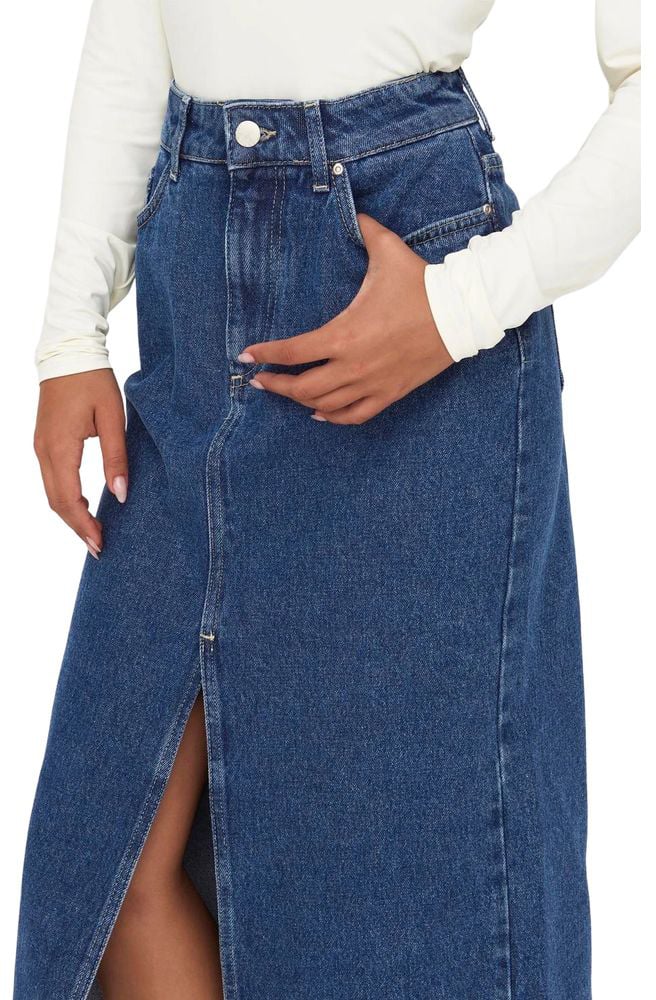 Only Blue Cotton Long Skirt Blauw