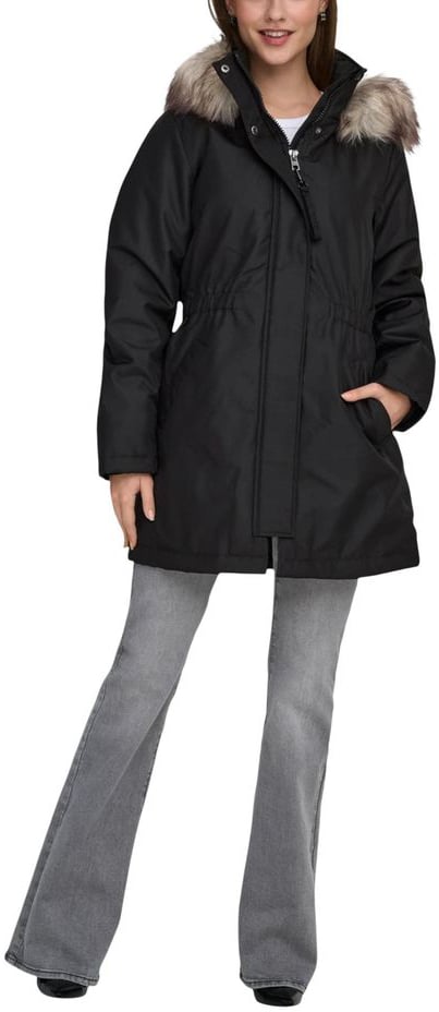 Only Only Black Recycled Polyester Parka Zwart