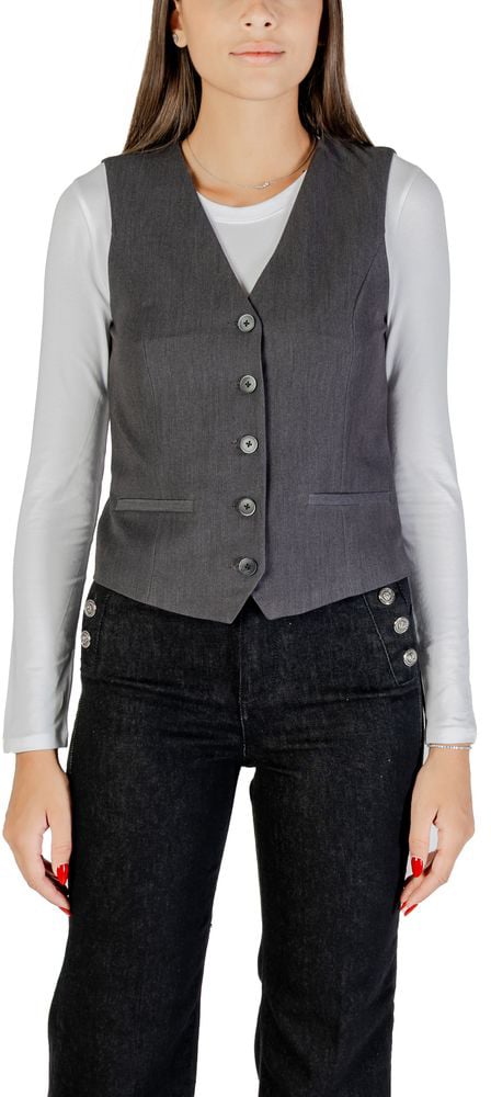 Only Only Gray Polyester Waistcoat Grijs