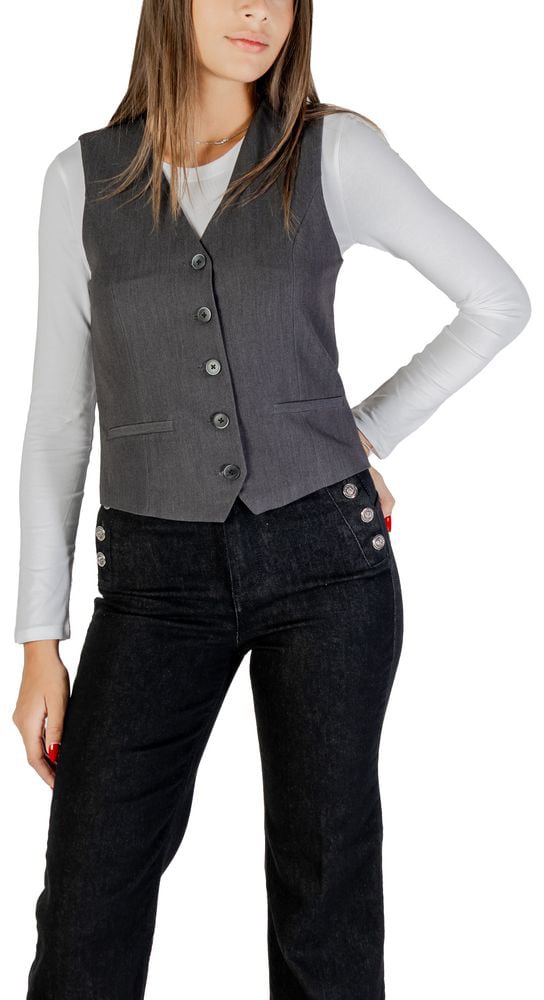 Only Only Gray Polyester Waistcoat Grijs