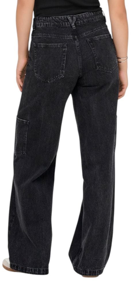 Only Black Cotton Relaxed Fit Jeans Zwart