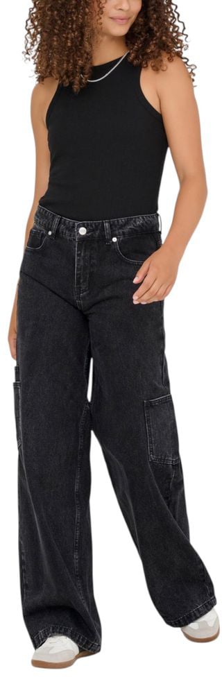 Only Black Cotton Relaxed Fit Jeans Zwart