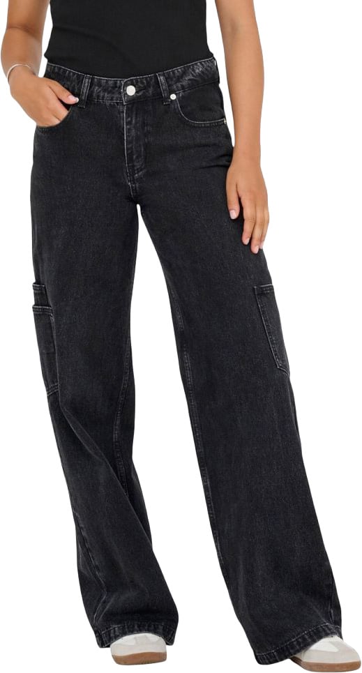 Only Black Cotton Relaxed Fit Jeans Zwart