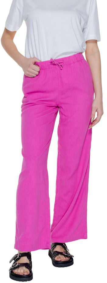 Only Pink Linen Casual Pants Roze