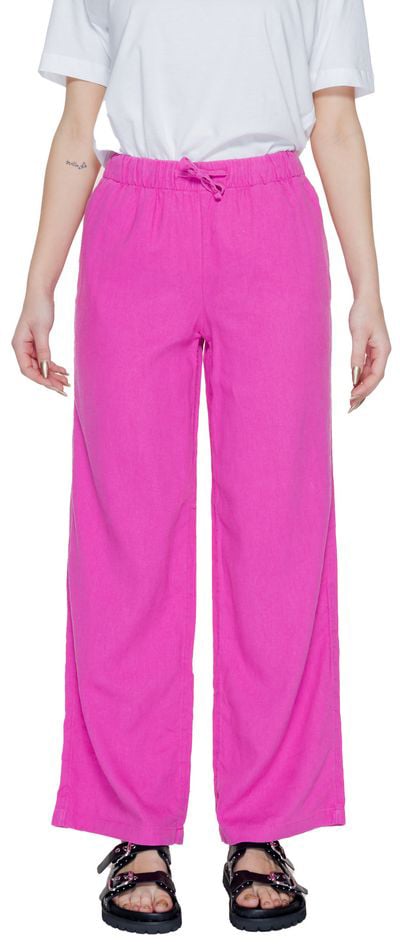 Only Pink Linen Casual Pants Roze