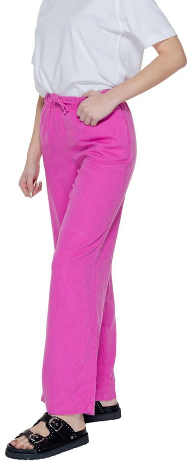 Only Pink Linen Casual Pants Roze