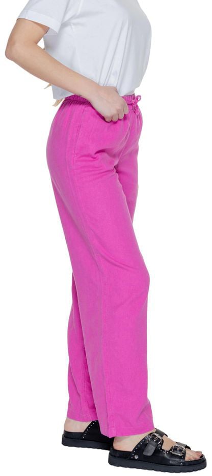 Only Pink Linen Casual Pants Roze