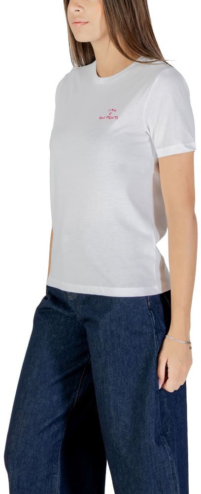 Only Pink Cotton T-Shirt Wit