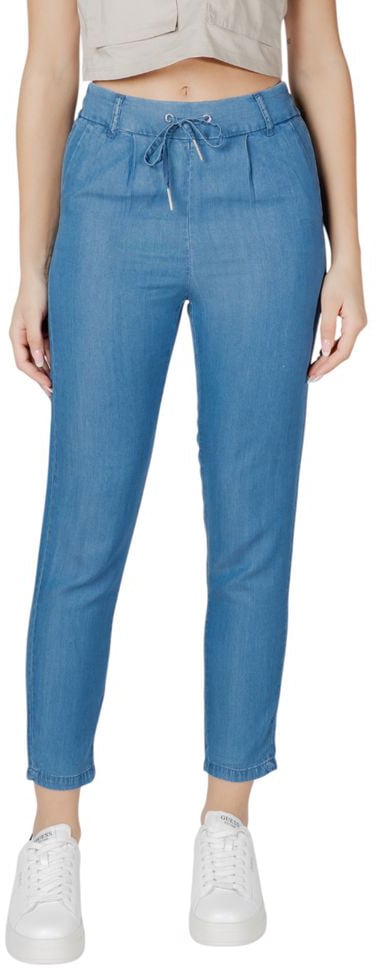 Only Blue Lyocell Casual Pants Blauw