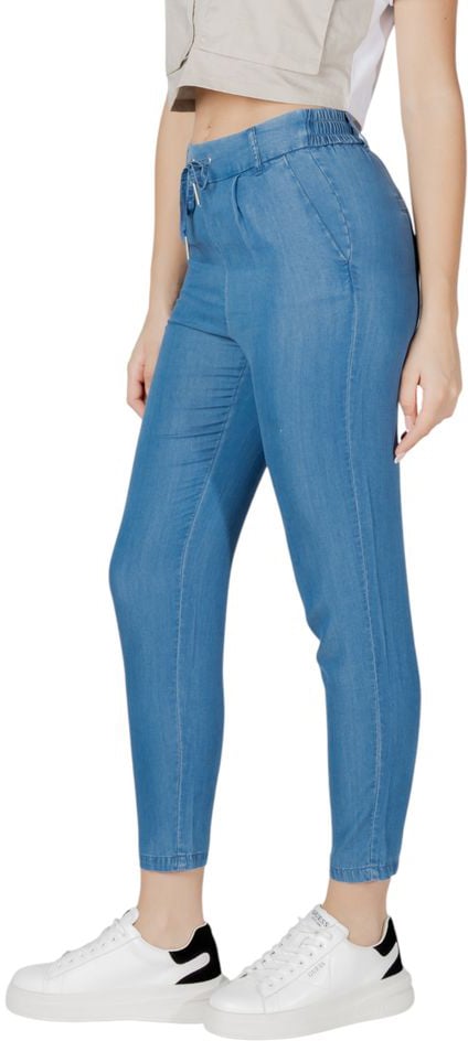 Only Blue Lyocell Casual Pants Blauw