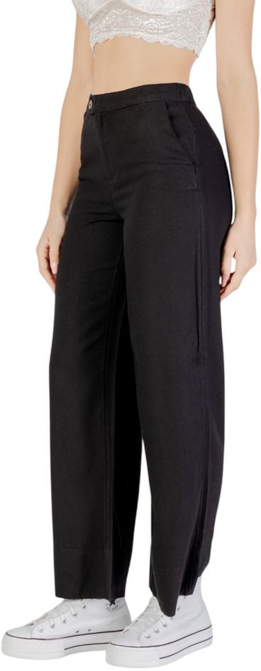 Only Black Viscose Pants Zwart
