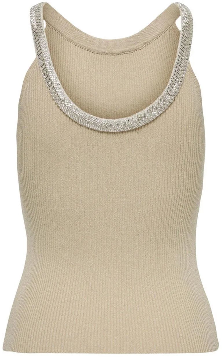 Only Only Beige Nylon  Elastane Tank Tops Beige