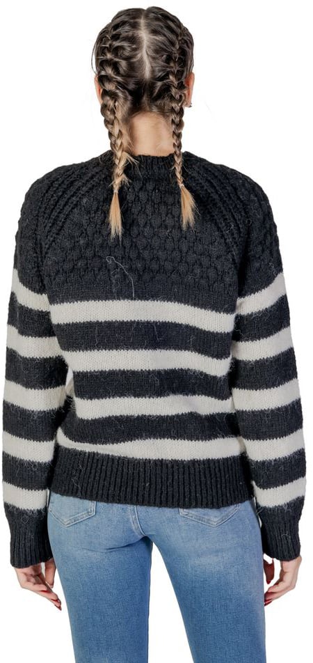 Only Only Black And White Recycled Polyester Sweatshirt Zwart