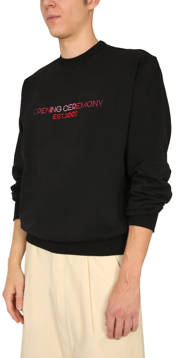 Opening Ceremony Crew Neck Sweatshirt With Embroidered Logo Zwart