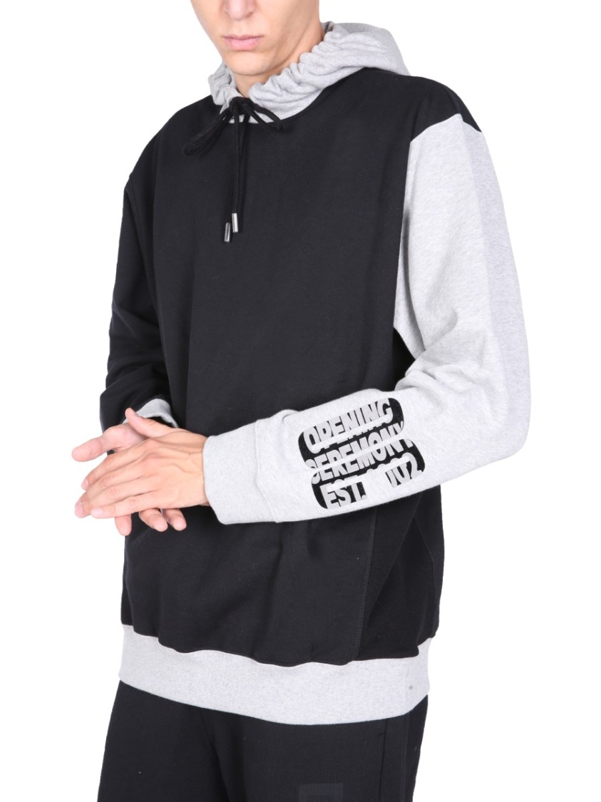 Opening Ceremony Color-Block Sweatshirt With Flocked Logo Detail Zwart