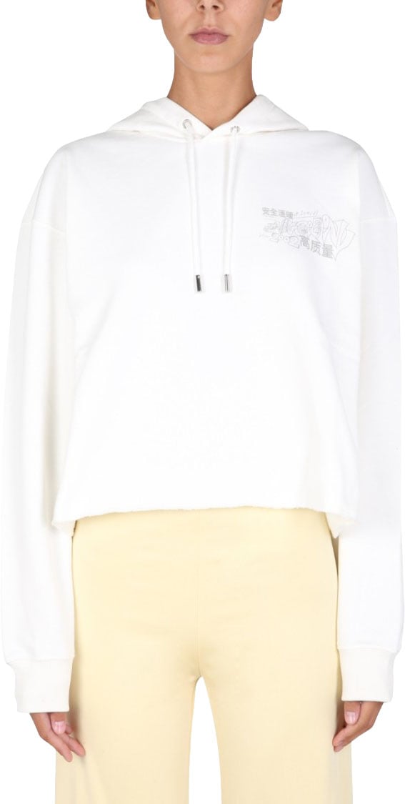 Opening Ceremony Cropped Hoodie With Artistic Graphics Wit