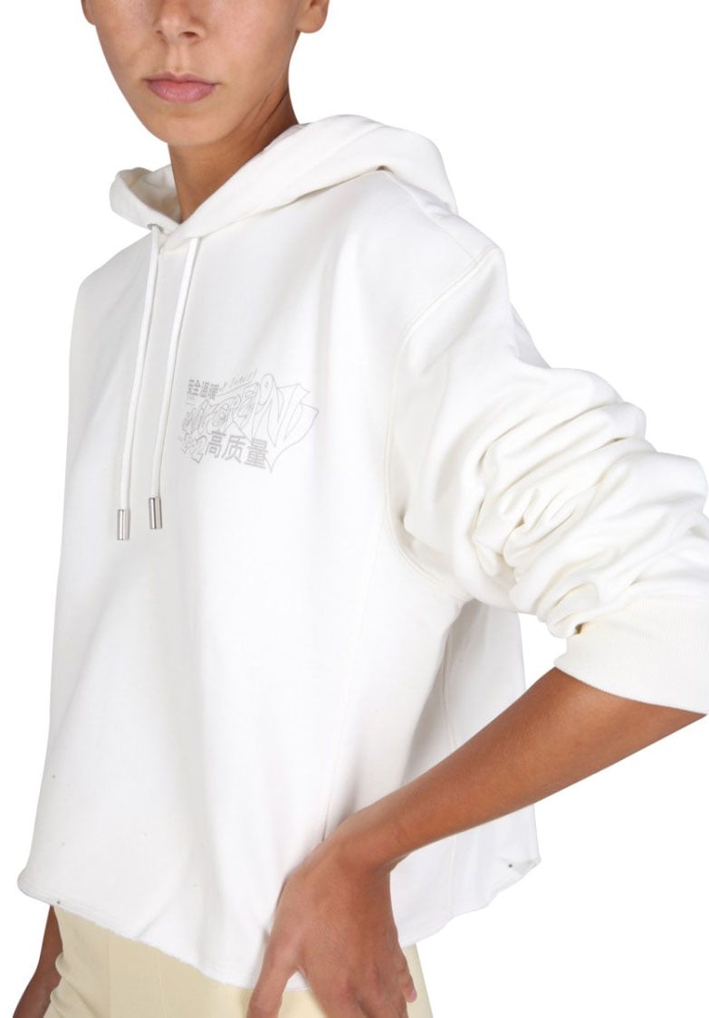 Opening Ceremony Cropped Hoodie With Artistic Graphics Wit