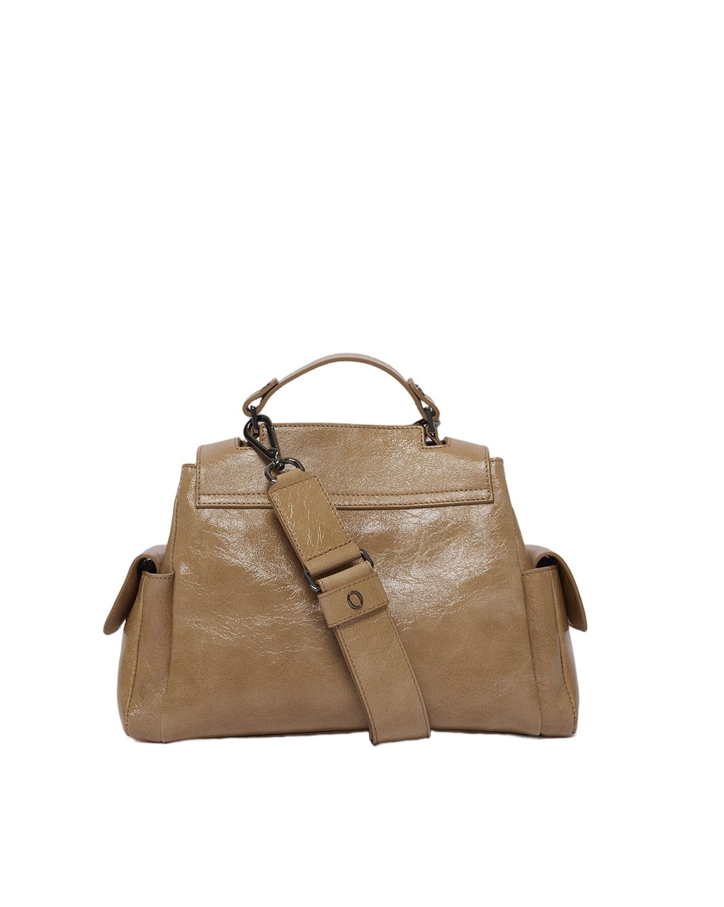 Orciani Glossy Textured Sveva Small Handbag Bruin
