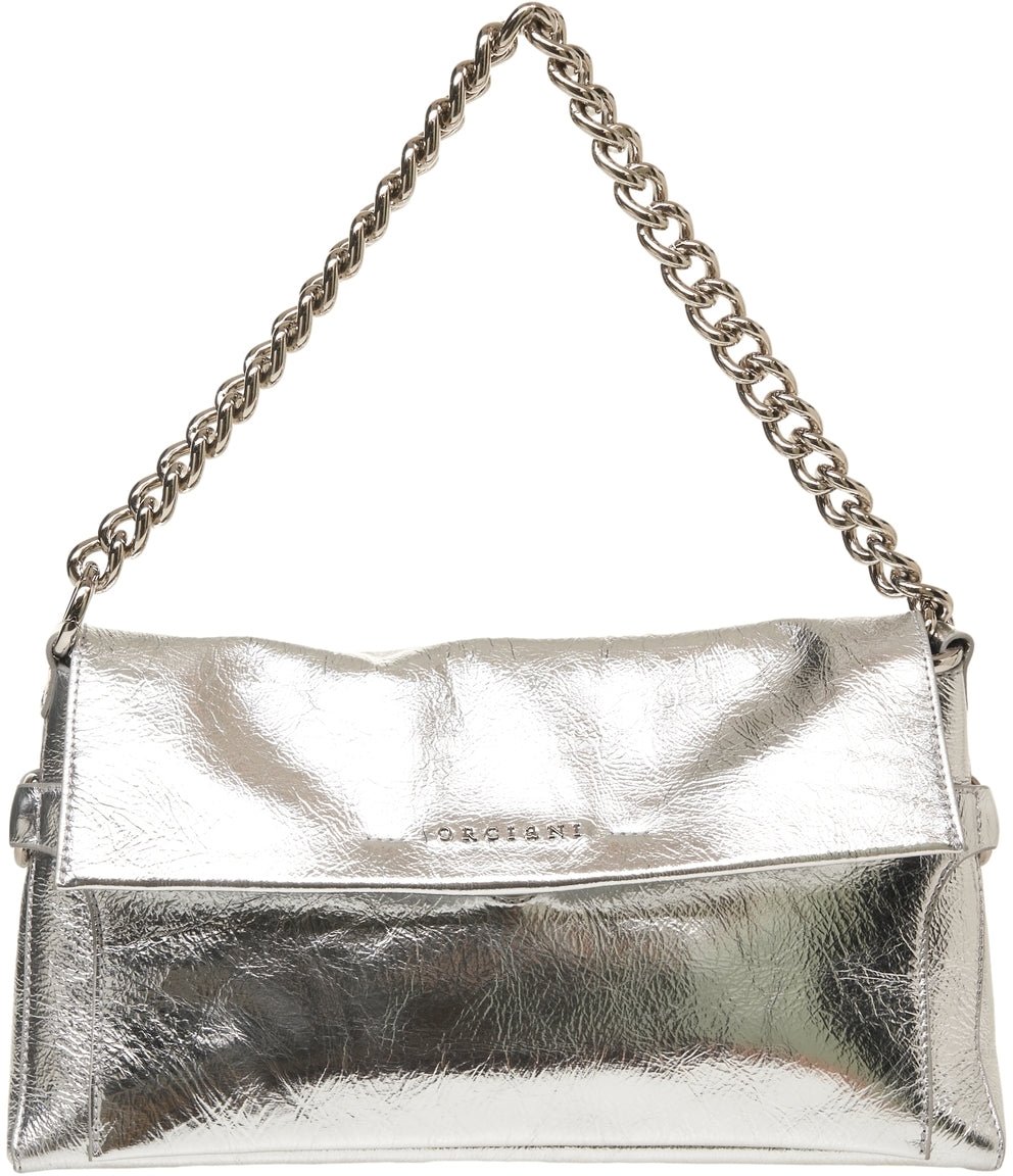 Orciani Shoulder bag in metallic look Grijs